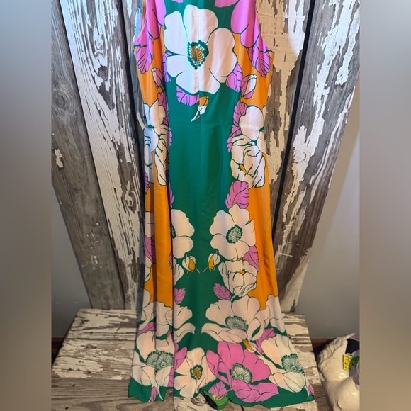Maggy London Floral Mimosa Dress Size 0 NWT Floral Maxi Dress in Green and Pink - Picture 5 of 9